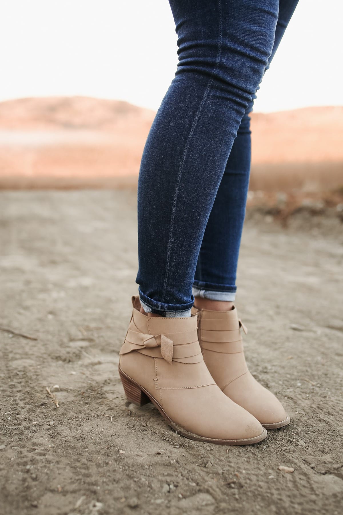 fall nude booties bow