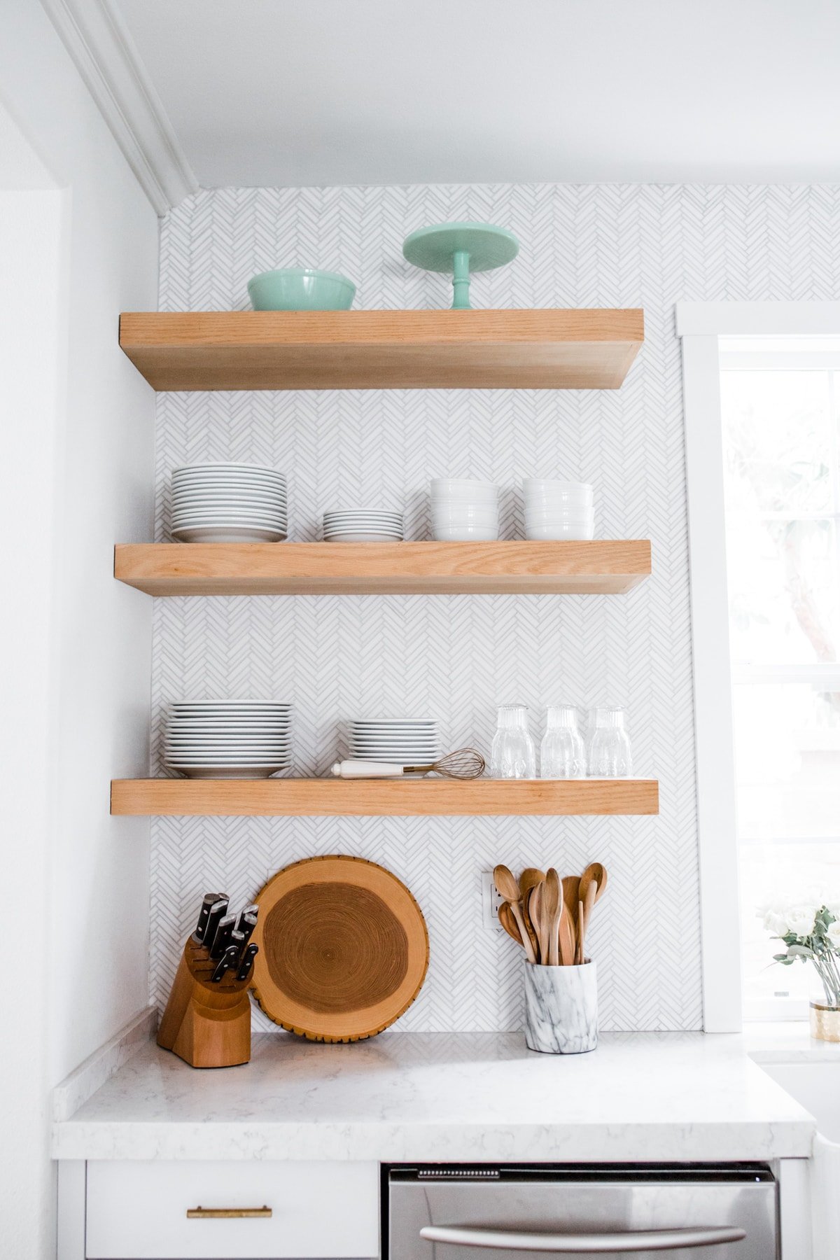 Kitchen Reveal! white dishes