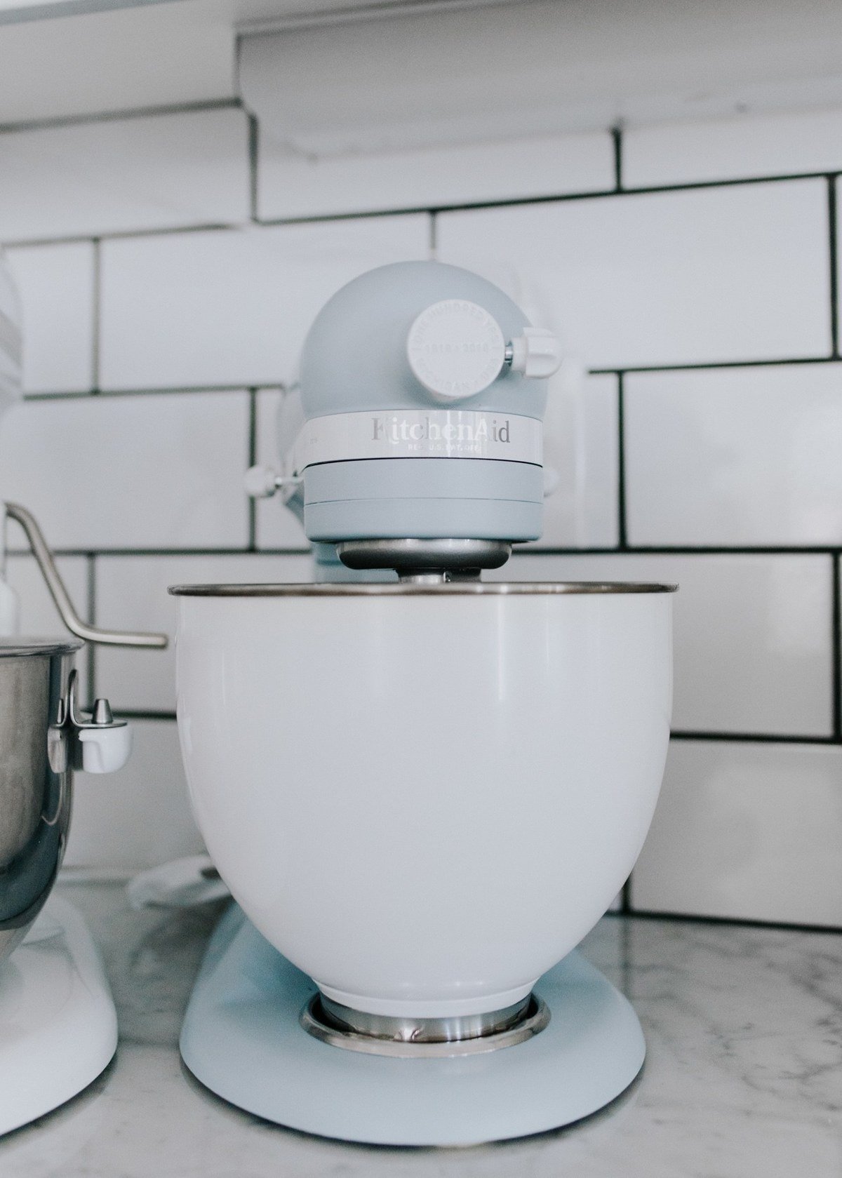 blue kitchen aid stand mixer