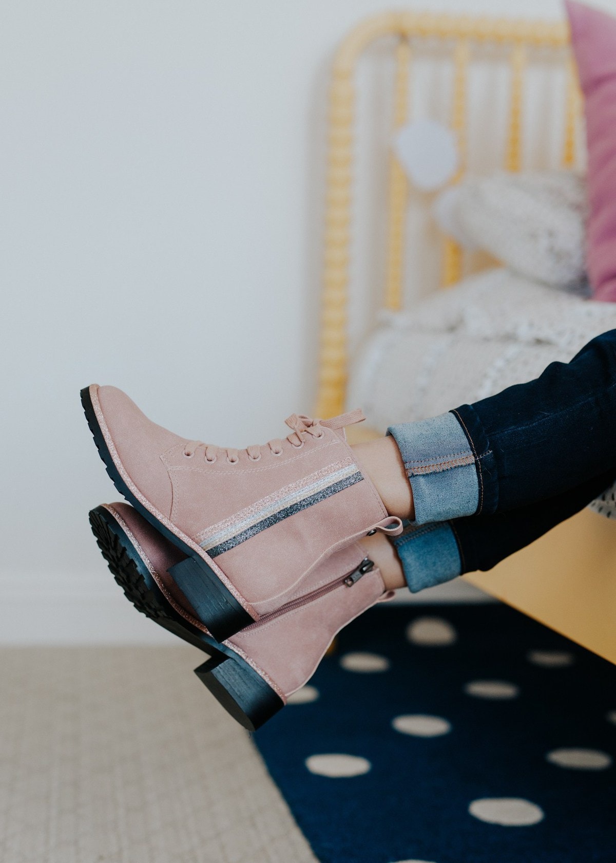pink fall booties