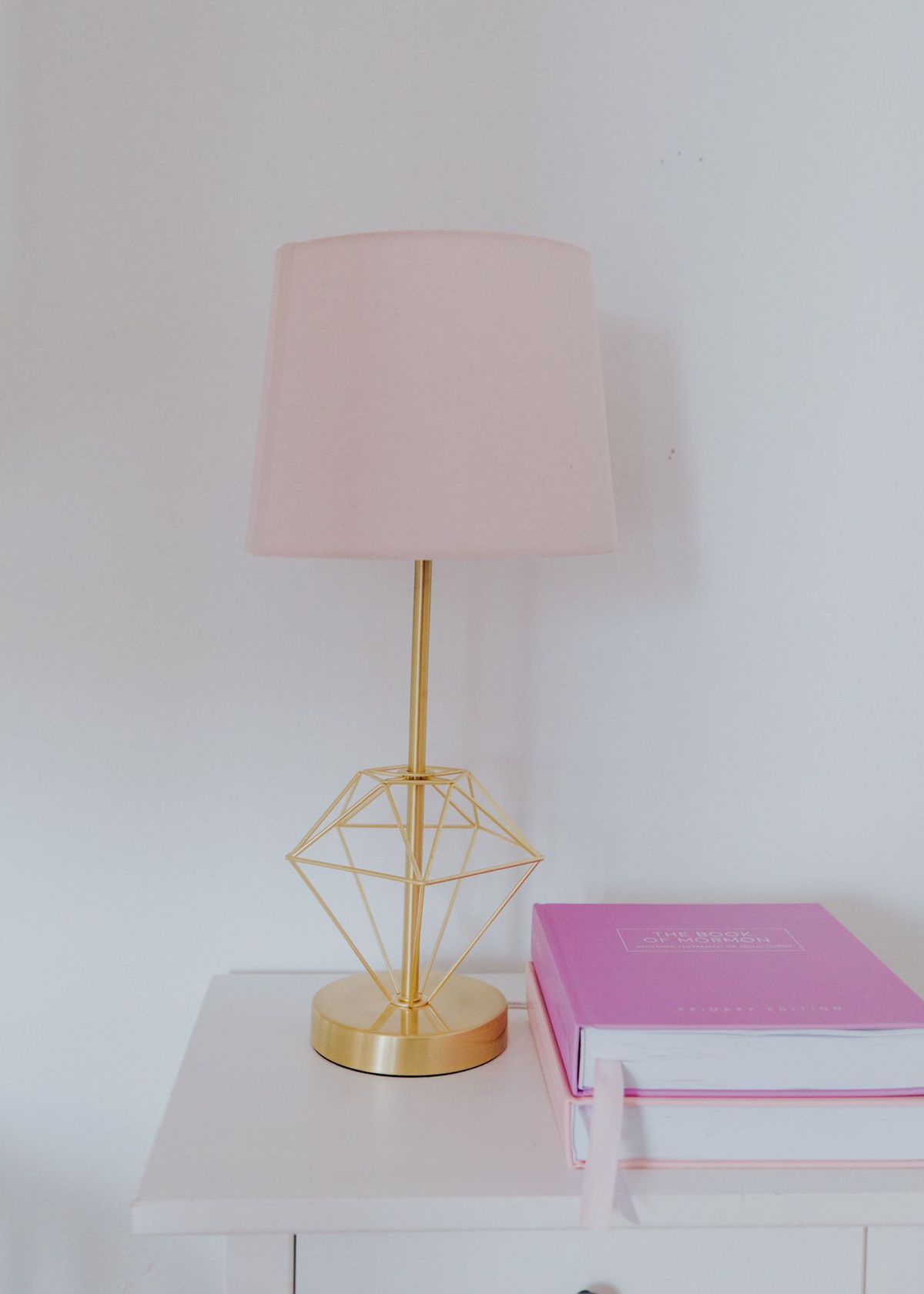 pink and gold lamp