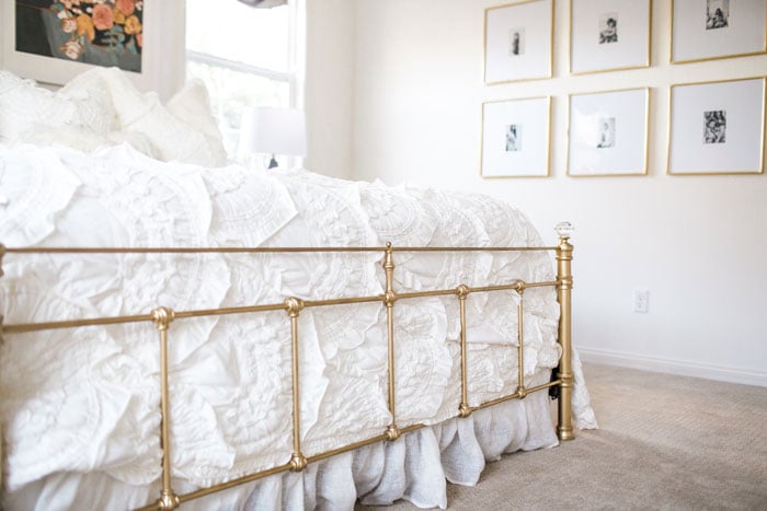 gold spray painted bedframe