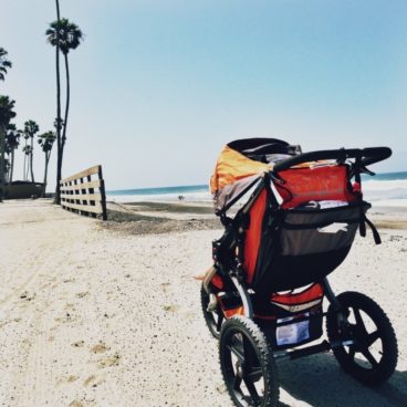 BOB stroller - the best running stroller ever! Take it on any rough terrain - sand, dirt, beach, mountains.