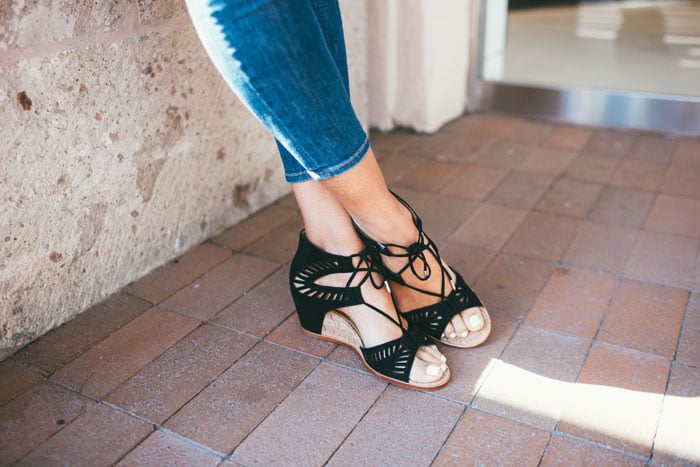 cutest spring lace-up suede wedge sandals
