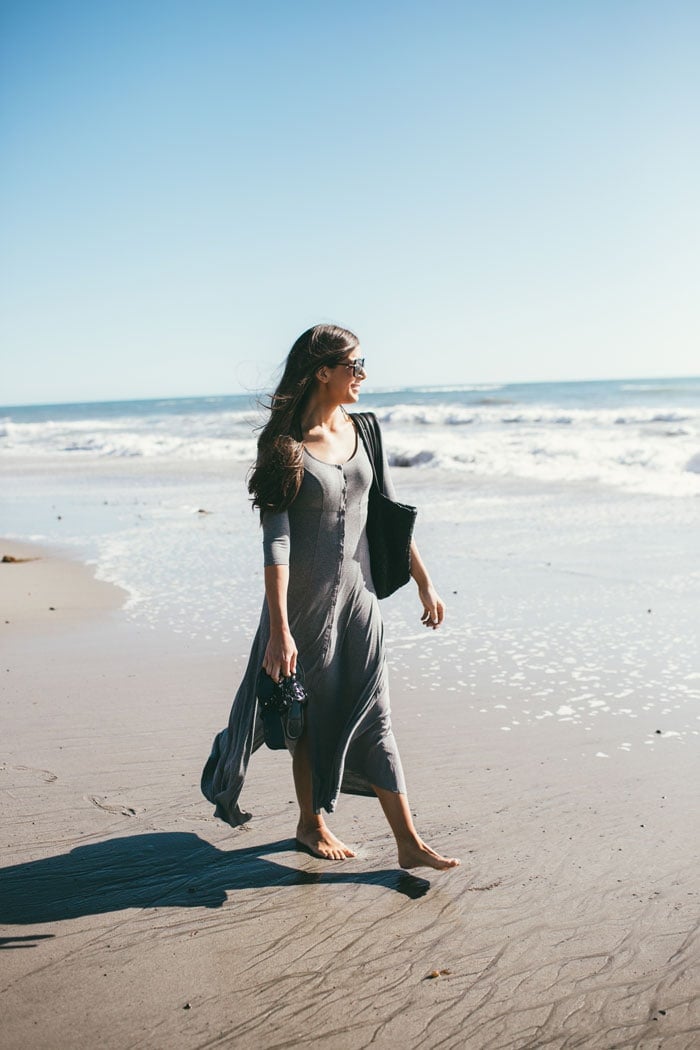 the prettiest, soft button-down gray dress. perfect for a casual beach day in the spring or a date night dressed up with some wedges and a cute bag!