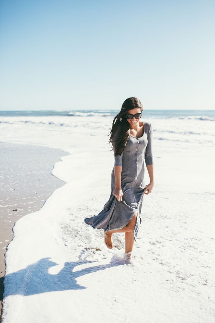 gray beach dress - it buttons down all the way so you can also wear it as a duster