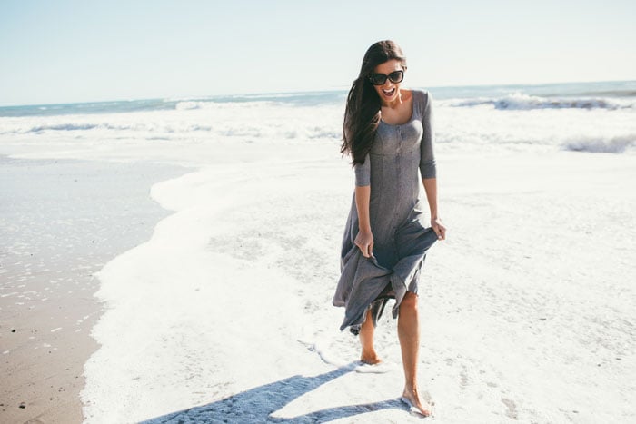 gray beach dress - it buttons down all the way so you can also wear it as a duster