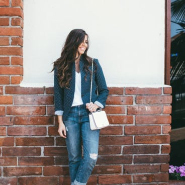 Casual look polka dot blazer and jeans