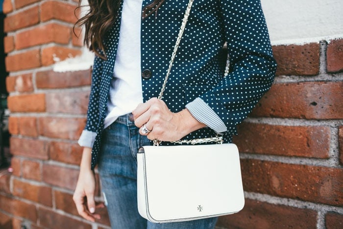 Casual look polka dot blazer and jeans