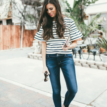 casual look striped peplum top