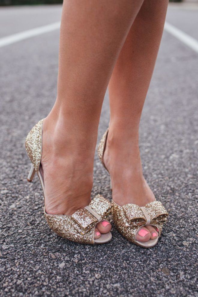 glitter bow shoes