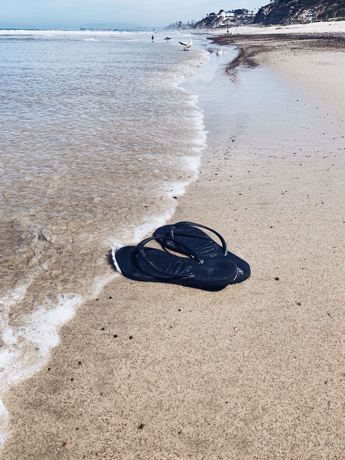 blue havaianas flip flops at the beach