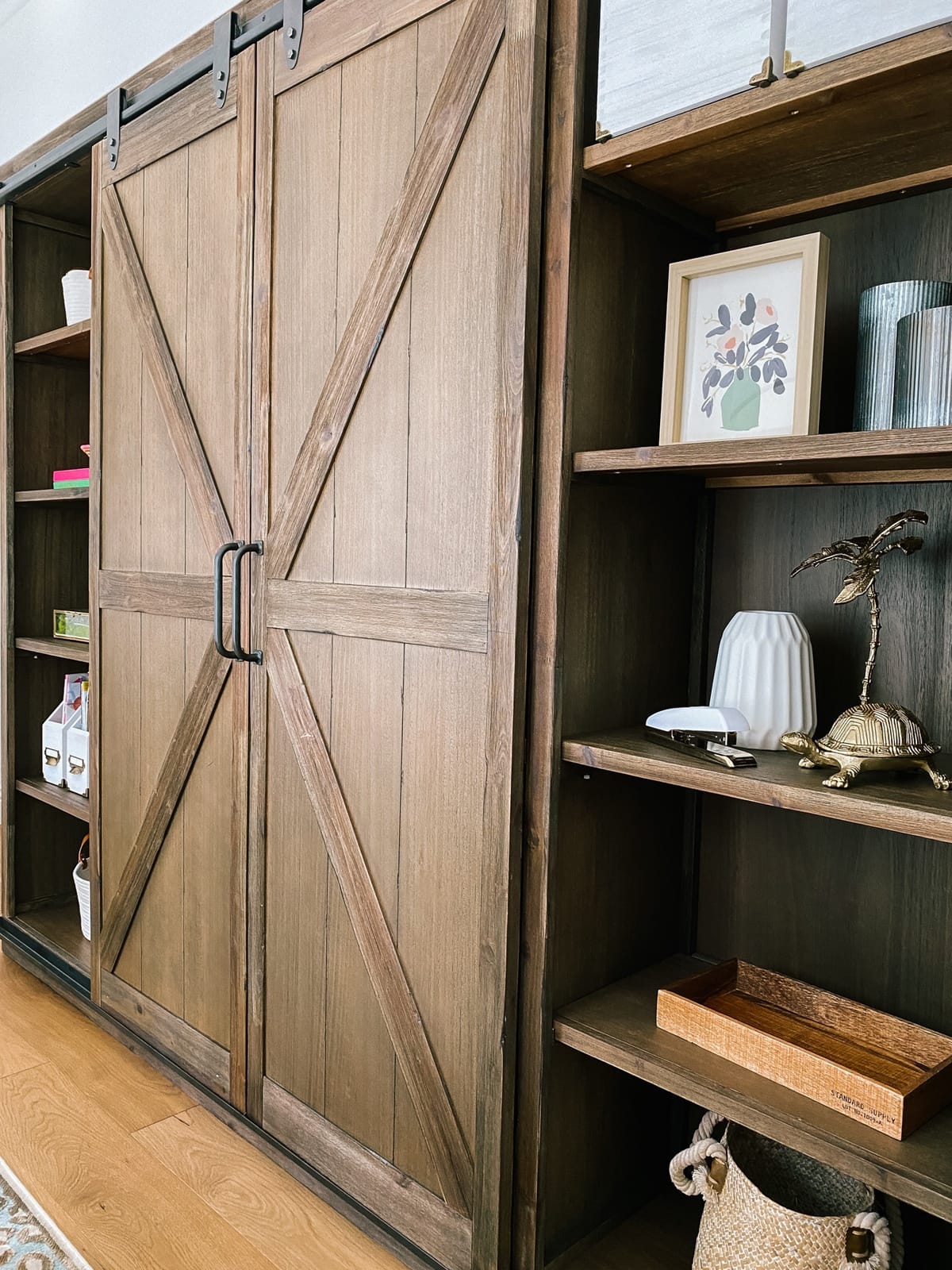 home office barn door bookcase