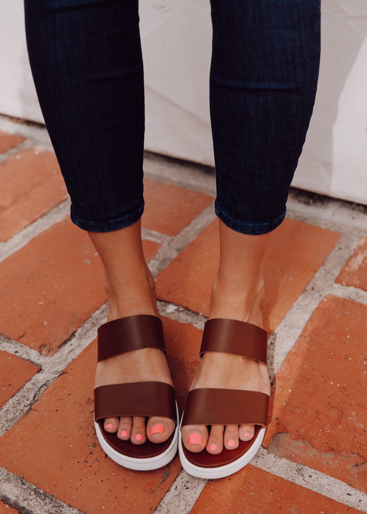 mia slide sandals fall outfit ideas with plaid