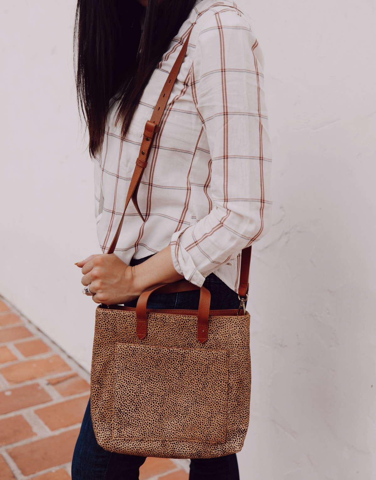 madewell cheetah tote fall outfit