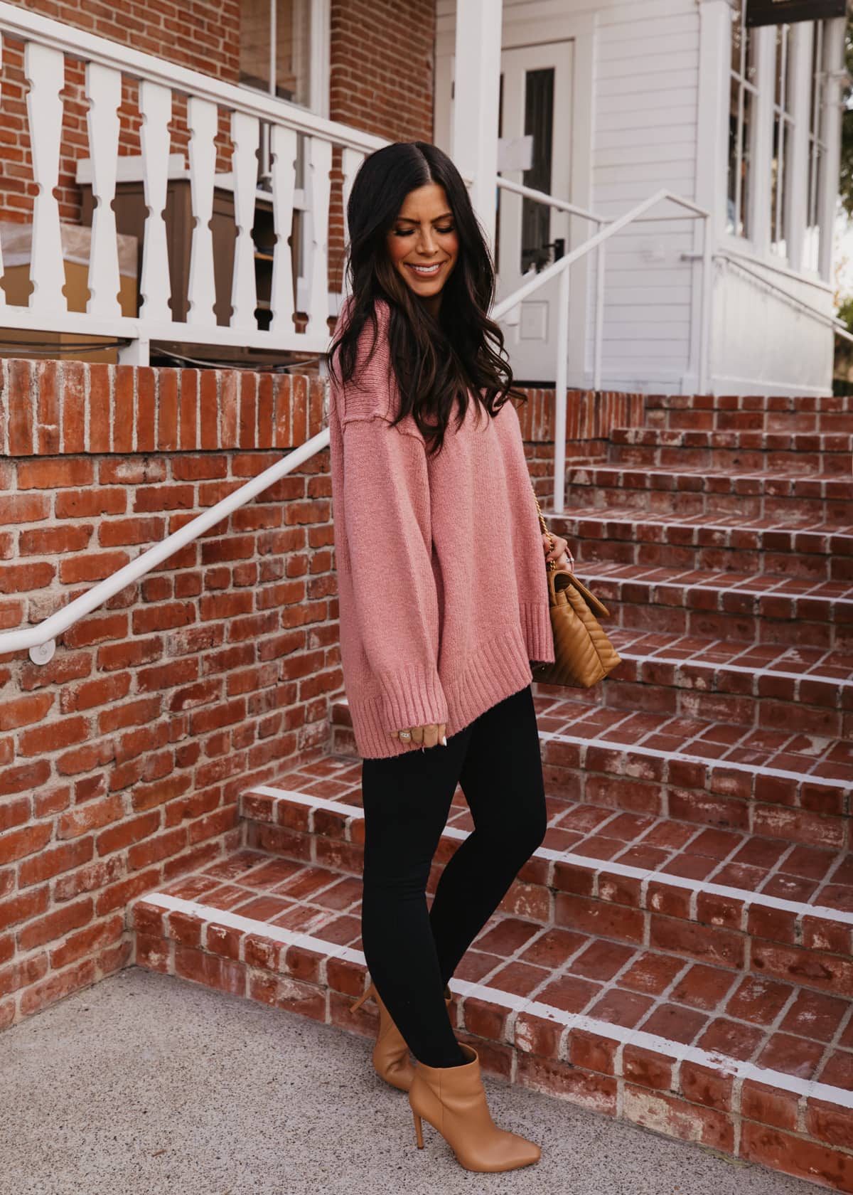 comfy winter outfit with leggings free people sweater nordstrom bonus points