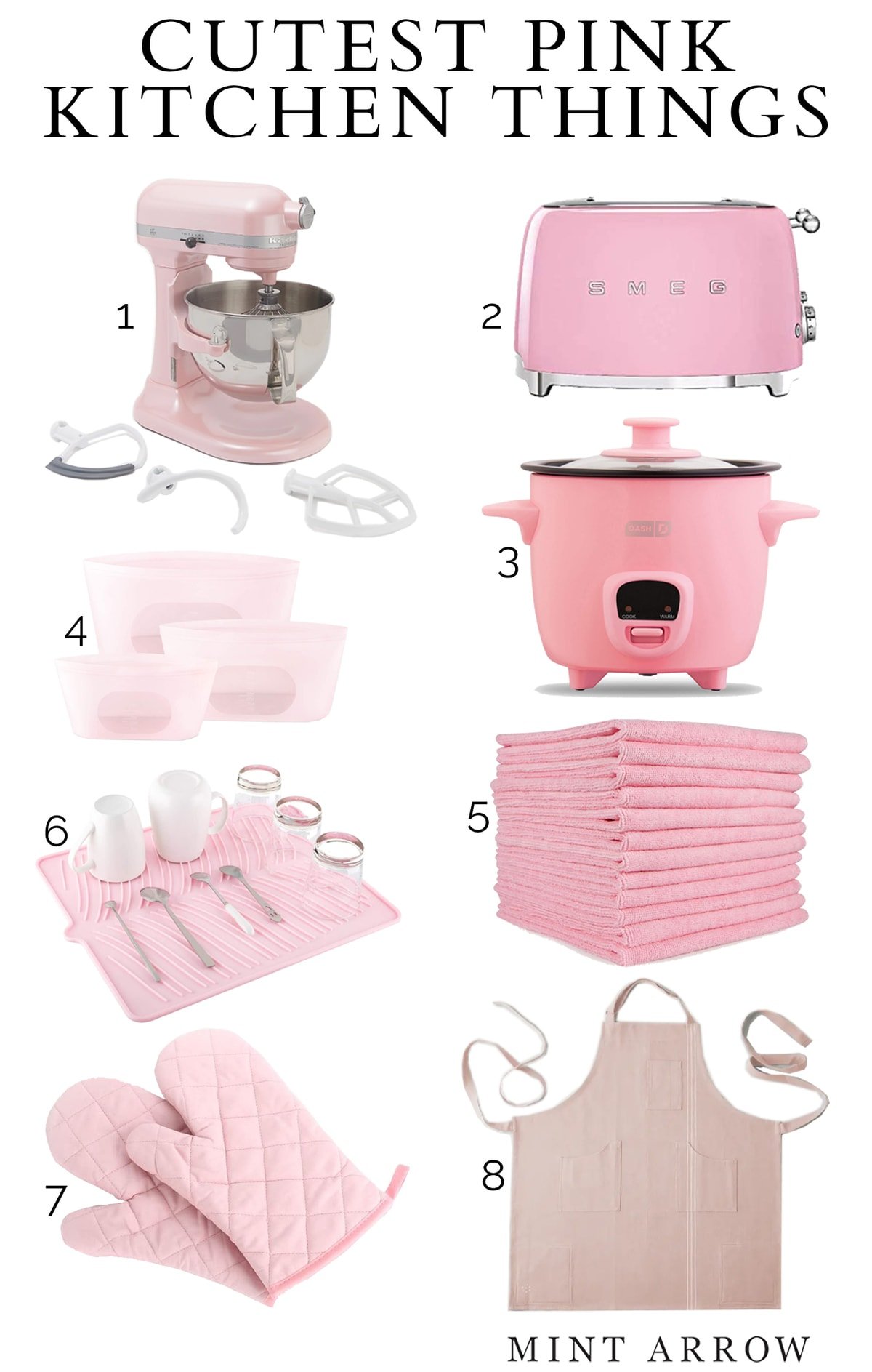 Cutest kitchen thingsin PINK - Mint Arrow