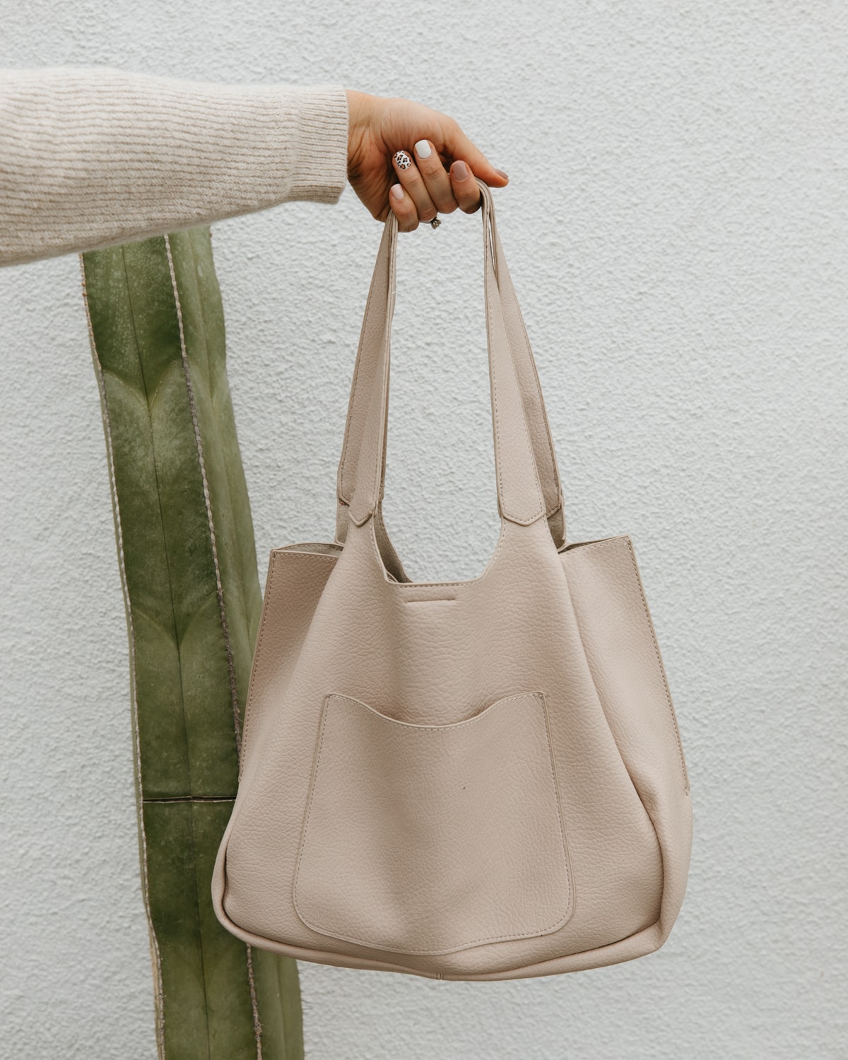 Faux leather tote