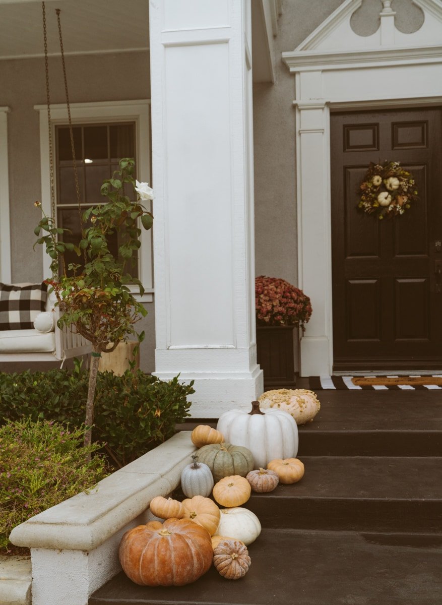 pumpkins on porch