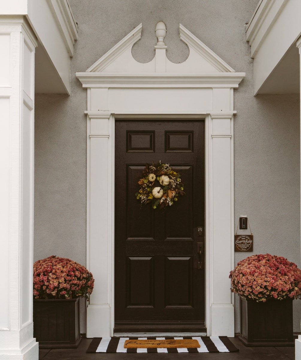 mums on front porch