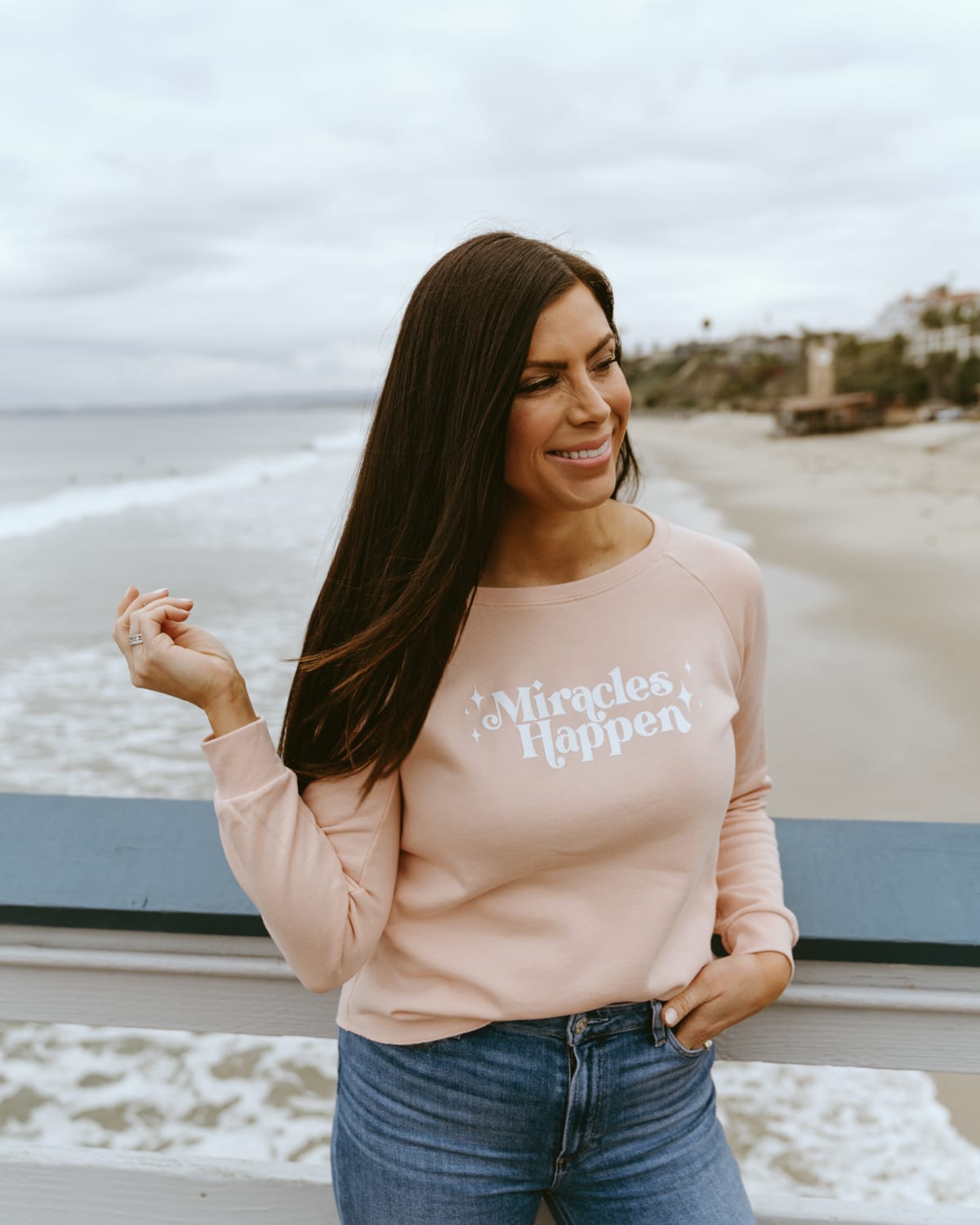 miracles happen sweatshirt mint arrow messages