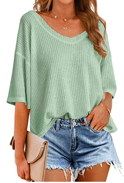 waffle knit top