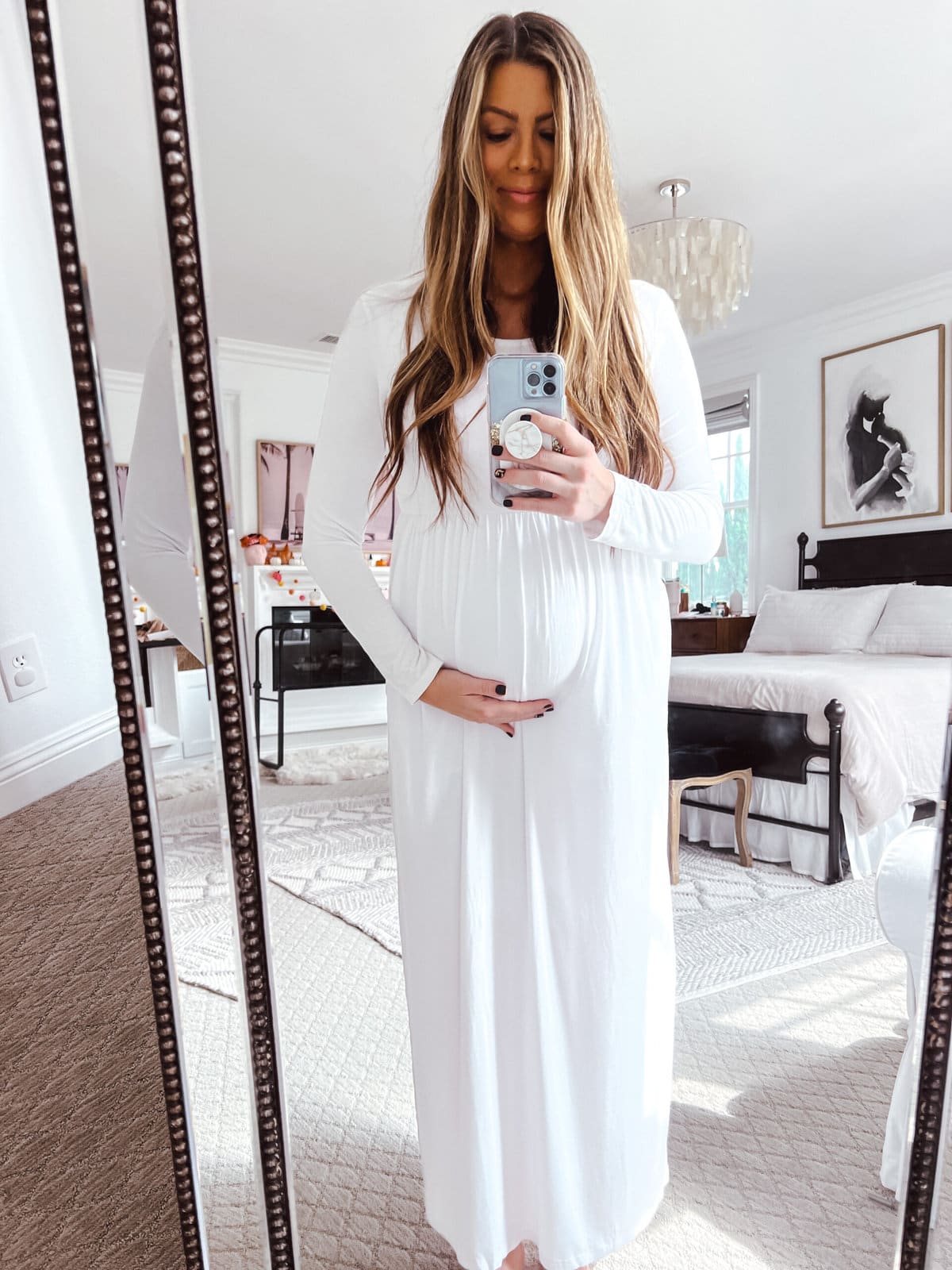 pregnancy friendly white temple dress