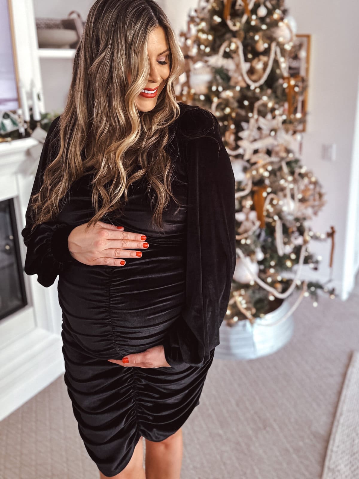 ruched black dress