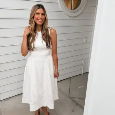 Corrine-wearing-white-midi-dress-1-scaled
