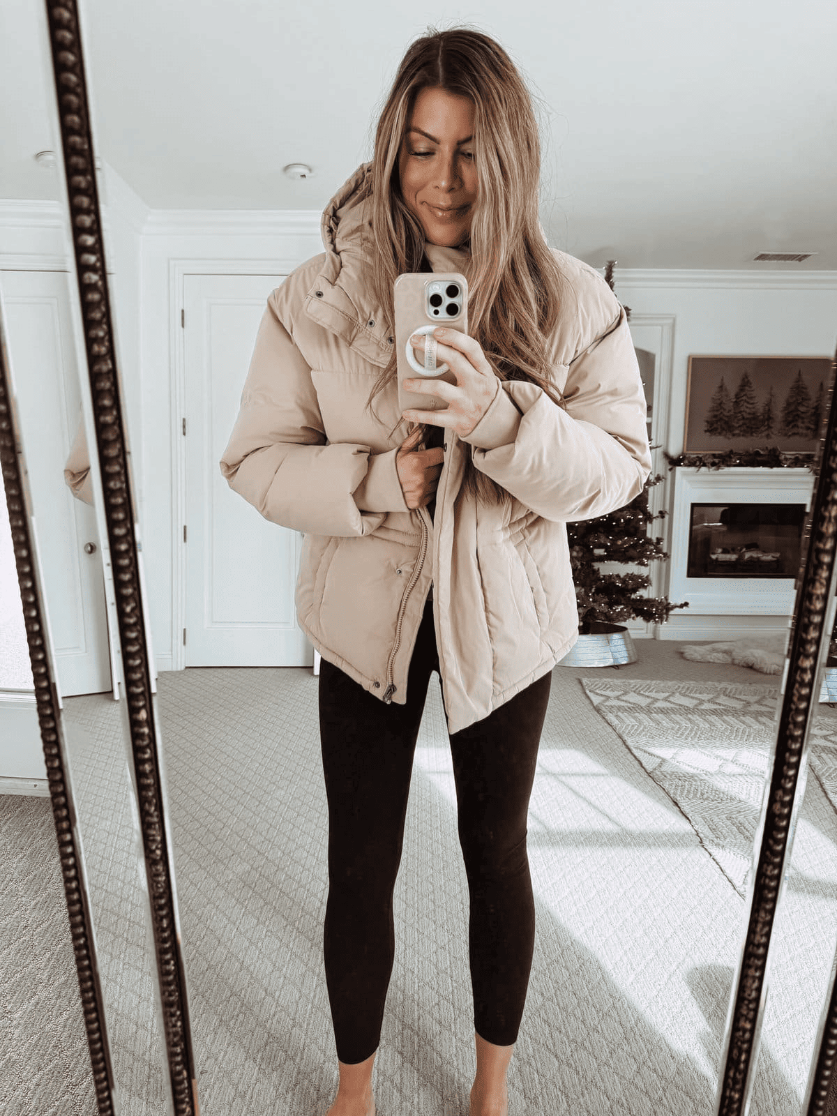 tan winter coat