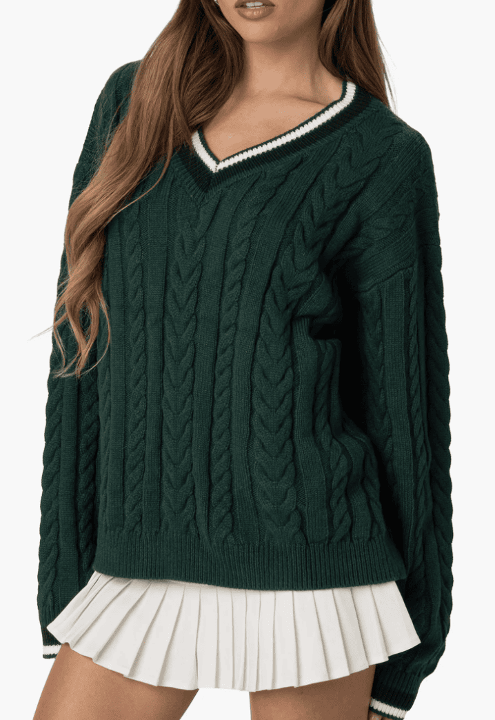 green sweater