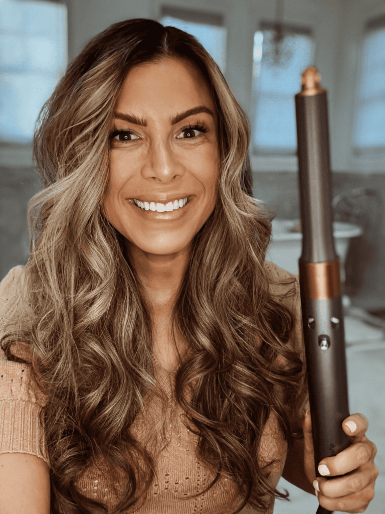 Corrine styled her hair using Dyson Airwrap 