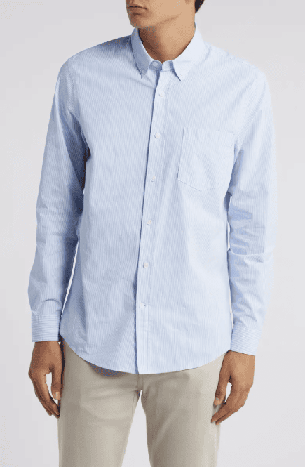 Trim Fit Stretch Performance Stripe Button-Down Shirt