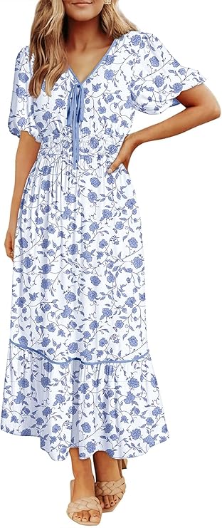 blue floral dress