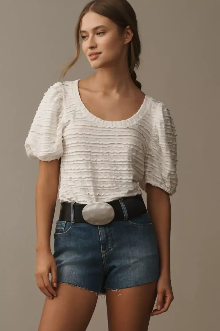 By Anthropologie Textured Ruffled Top