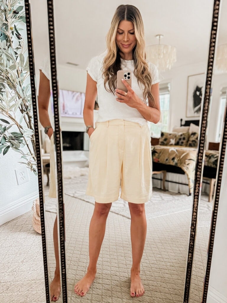Top pleated trouser shorts