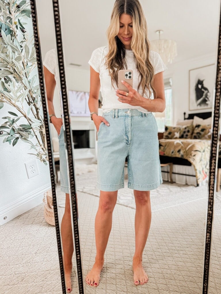 frame high rise bermuda shorts