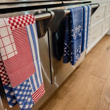 Geometry tea towels in the kitchen
