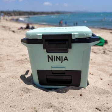 Ninja Frostvault cooler at the beach