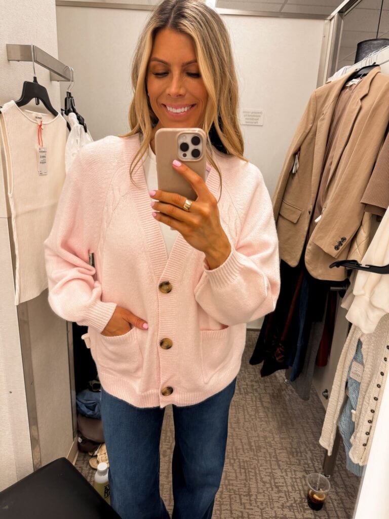 Corrine wearing Relaxed Everyday Cardigan 2