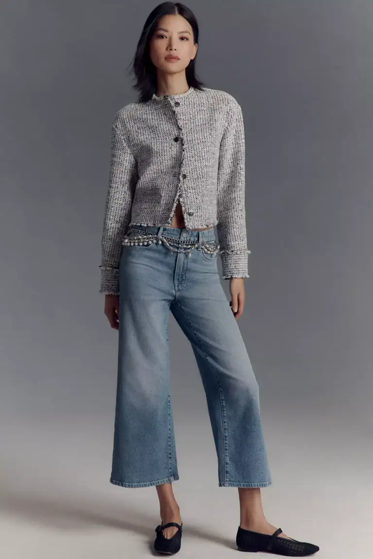 Good American x Anthropologie Good Waist High-Rise Palazzo Crop Jeans