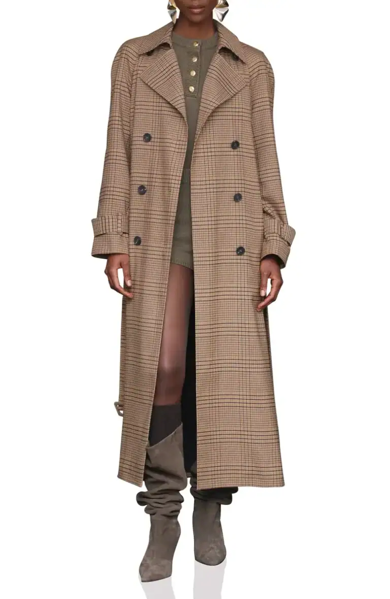 Oversized Plaid Maxi Trench Coat
