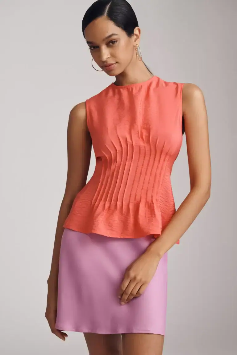 The Della Pleated-Waist Shell Top