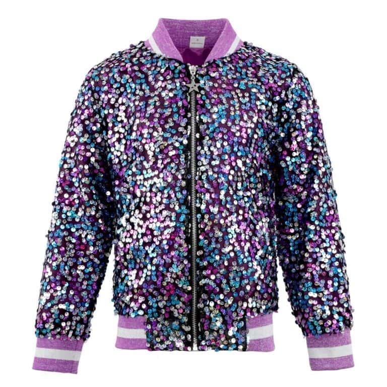 2Bunnies Girls' Amethyst Dream Sequin Bomber Jacket