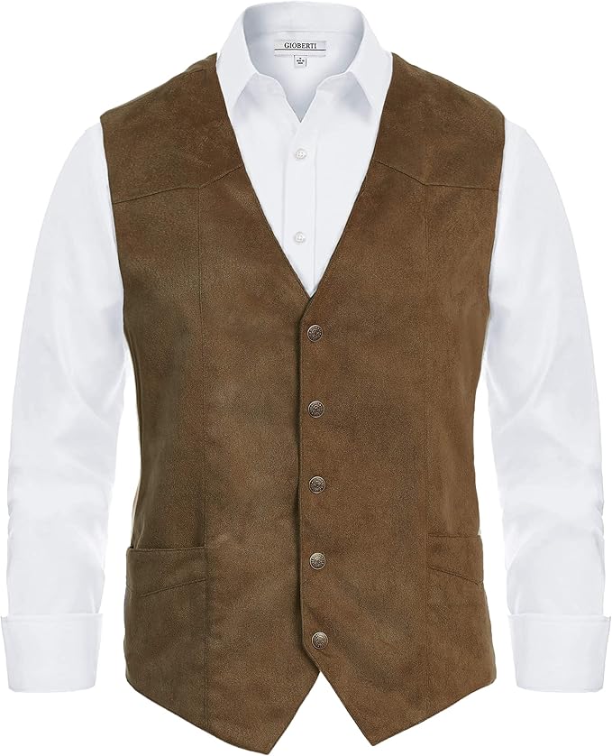 Gioberti Men's 5 Button Faux Suede Vest