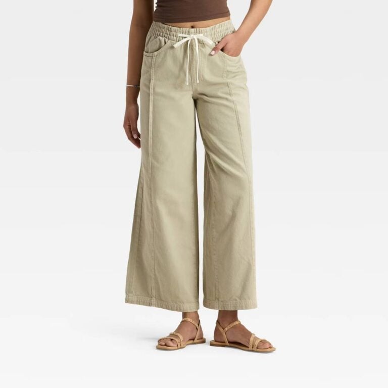 Women's High-Rise Drawstring Wide Leg Relaxed Fit Beach Pants