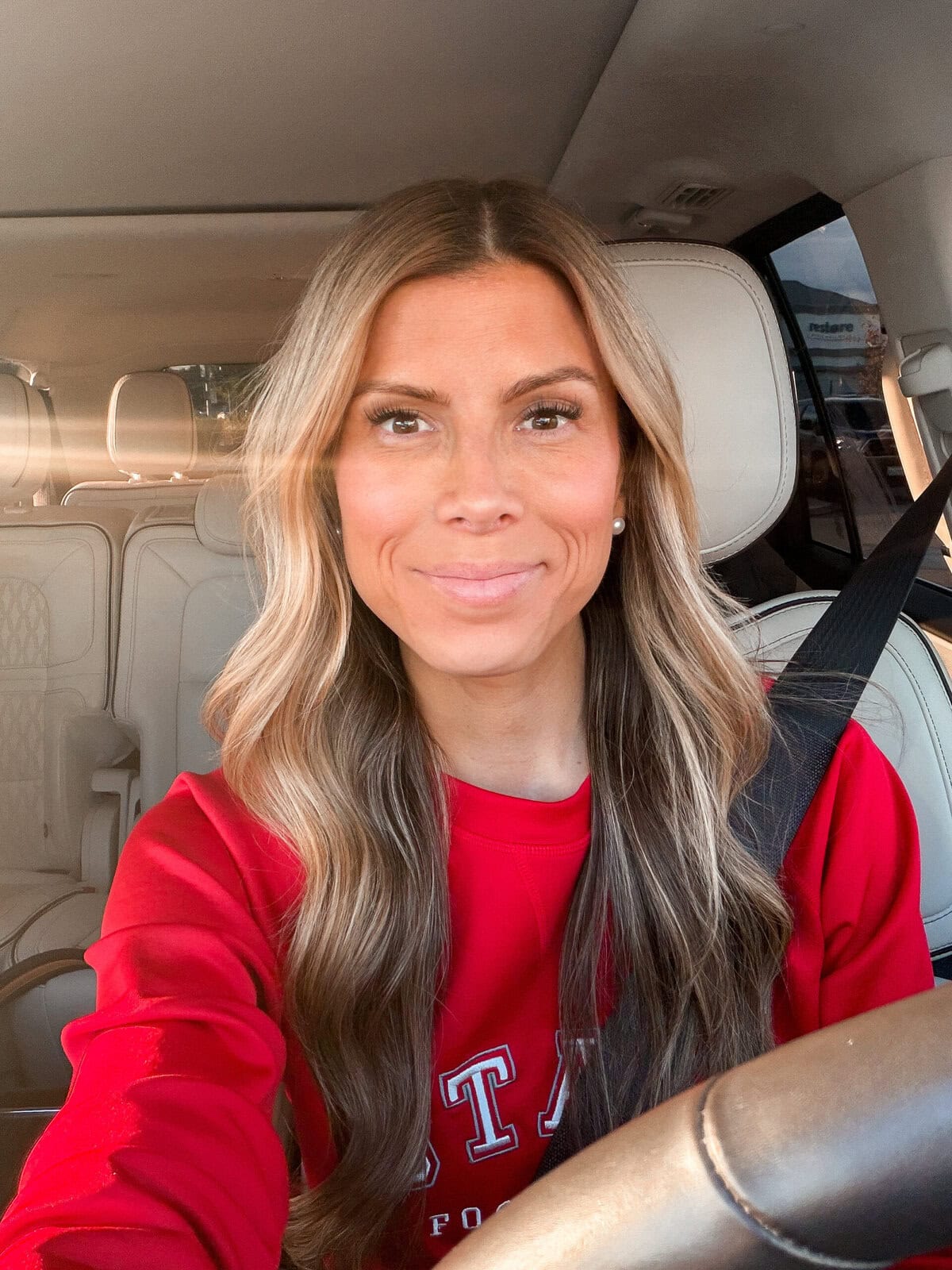 Corrine wearing Pearls stud earrings