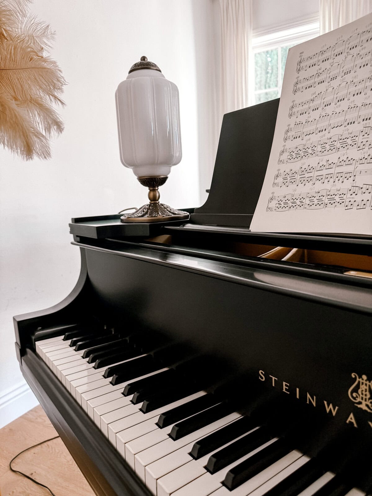 scallop milk glass lamp