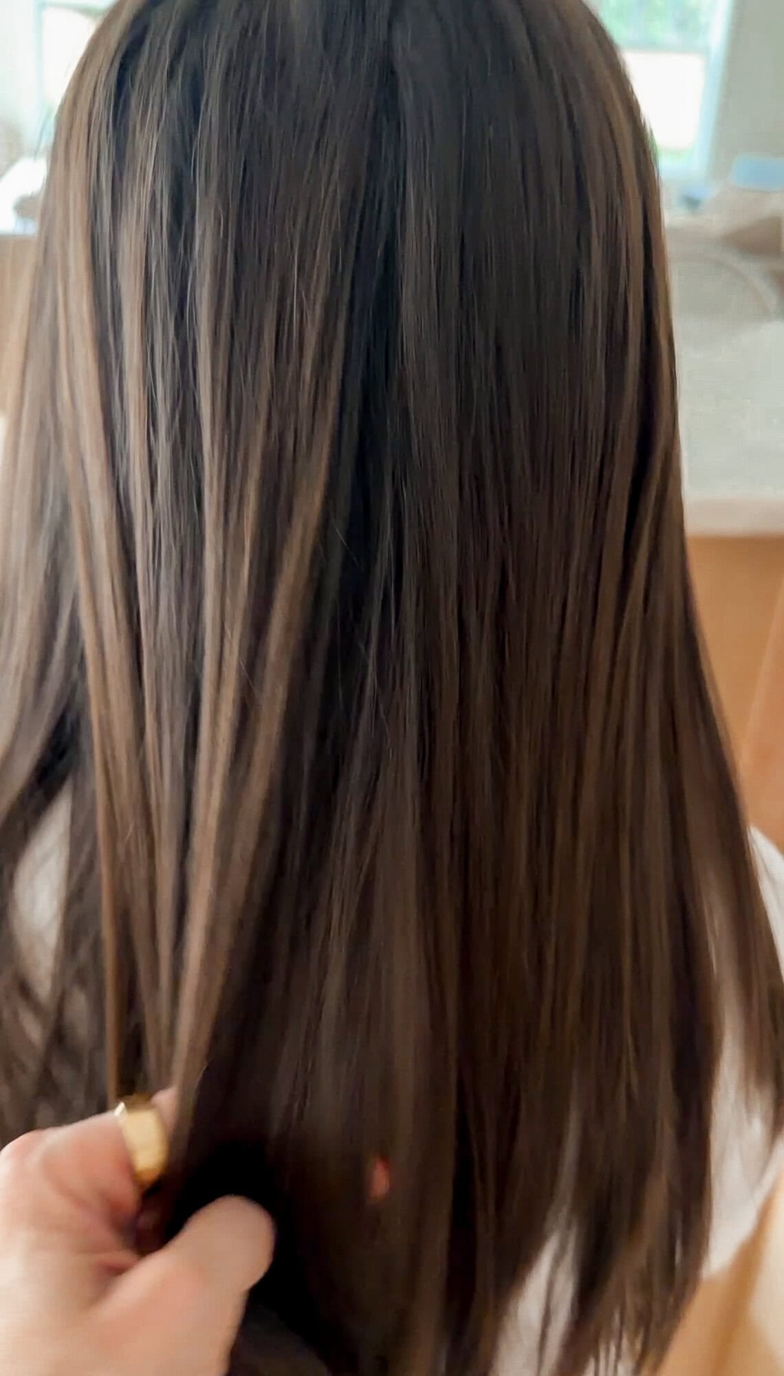 Hair after straightening with the Shark Flex Fusion straightener attachment