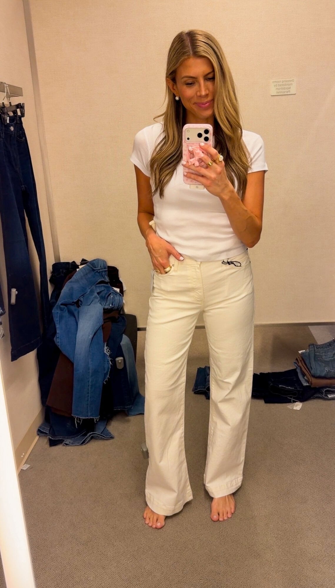 paige leenah high rise wide leg slim in white